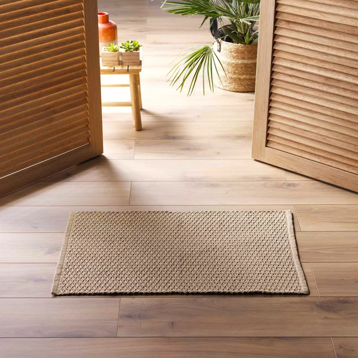 TAPIS RECTANGLE 50 x 80 CM COTON/POLYESTER TISSE ALIVIA CAMEL