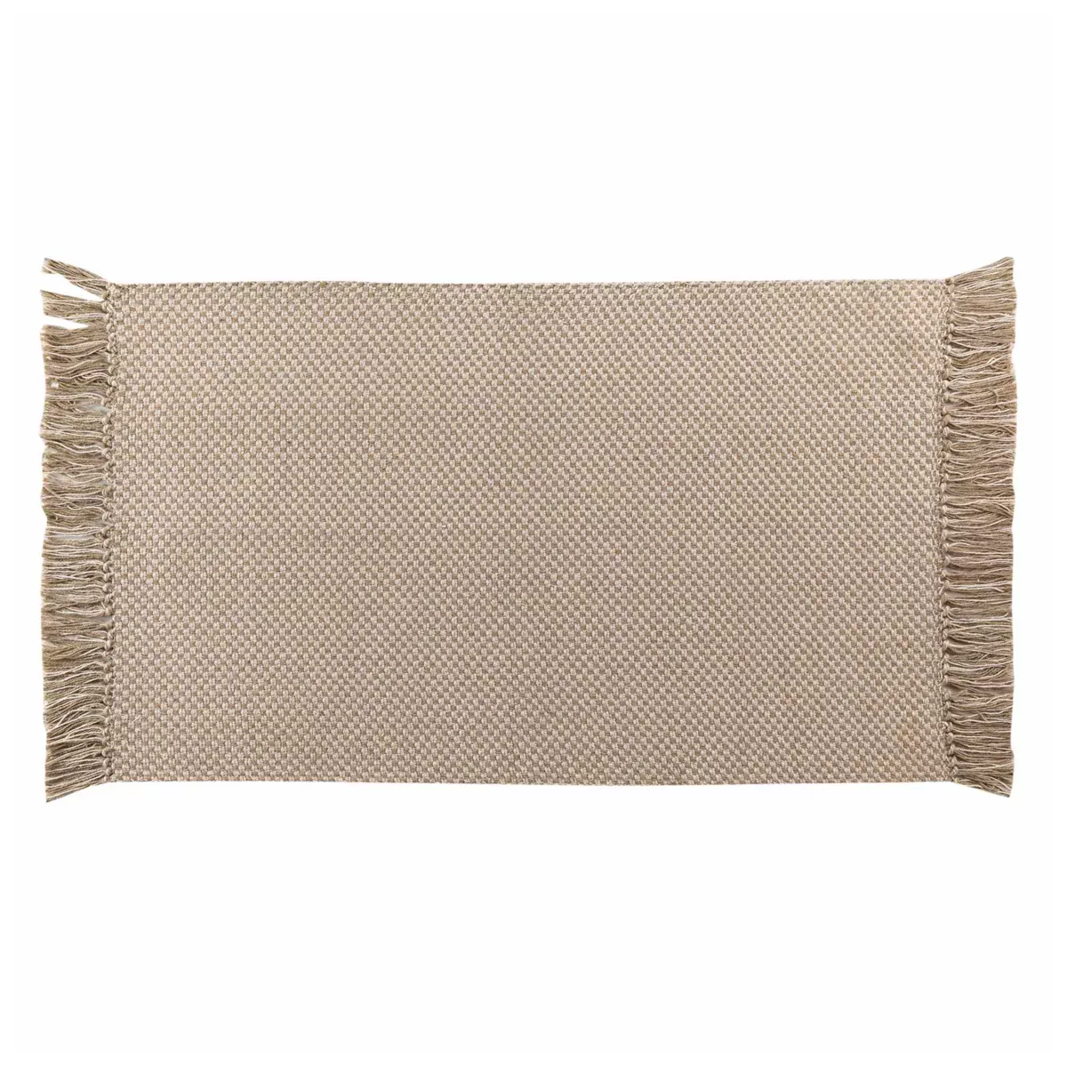 TAPIS RECTANGLE A FRANGES 50 x 80 CM COTON/POLYESTER TISSE PIETRO