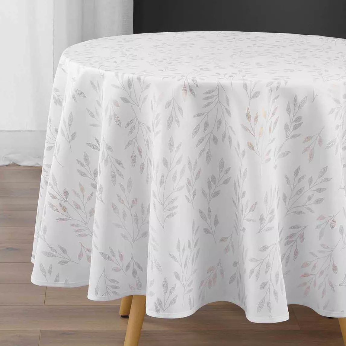 Fleckenabweisende runde Tischdecke (180 cm) Lonigold Weiß
