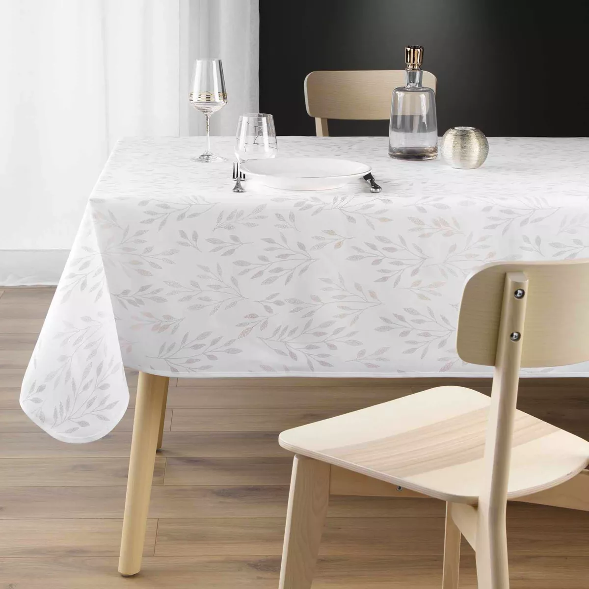NAPPE RECTANGLE 150 x 240 CM POLYESTER IMPRIME METALLISE LONIGOLD