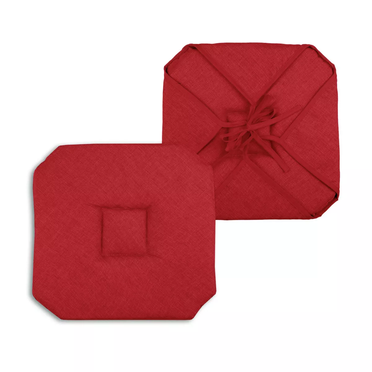 Galette de chaise carrée à rabats Béa Rouge carmin 1