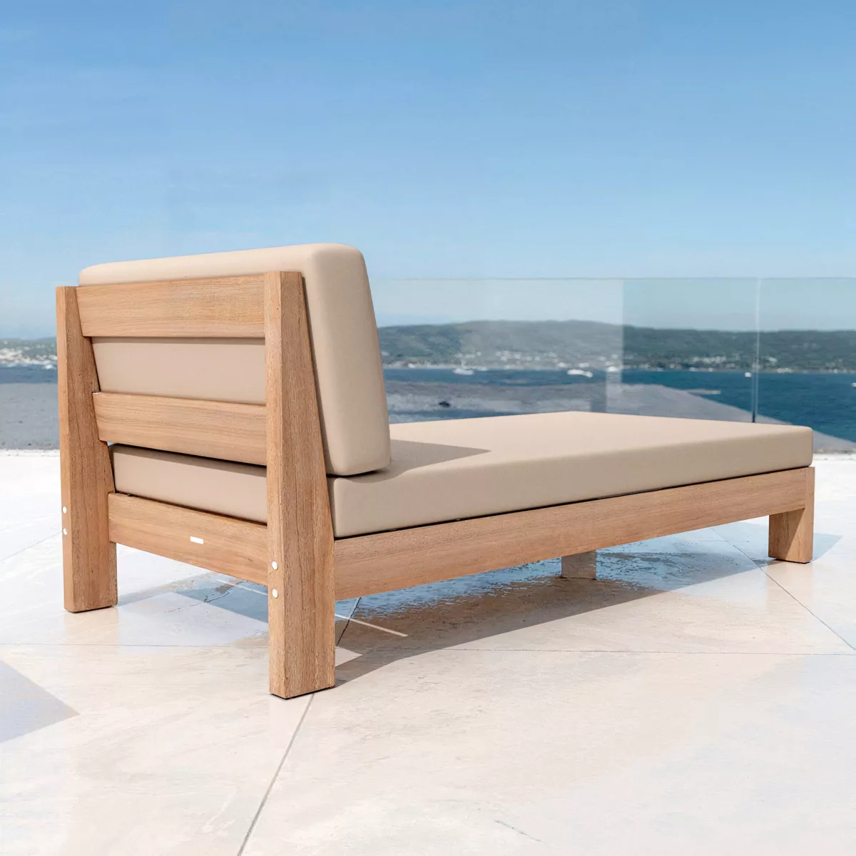 Méridienne de jardin bois d'acacia Bornéo - Naturel