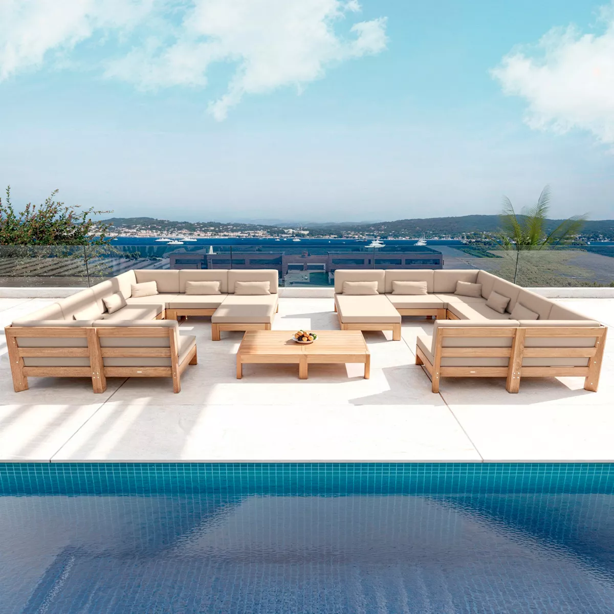 Méridienne de jardin bois d'acacia Bornéo - Naturel