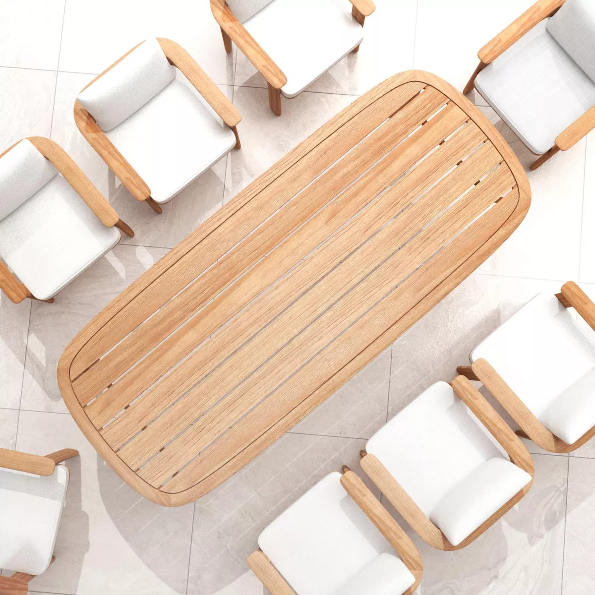 Table de jardin bois teck 10 places (260 x 100 cm) Java - Naturel