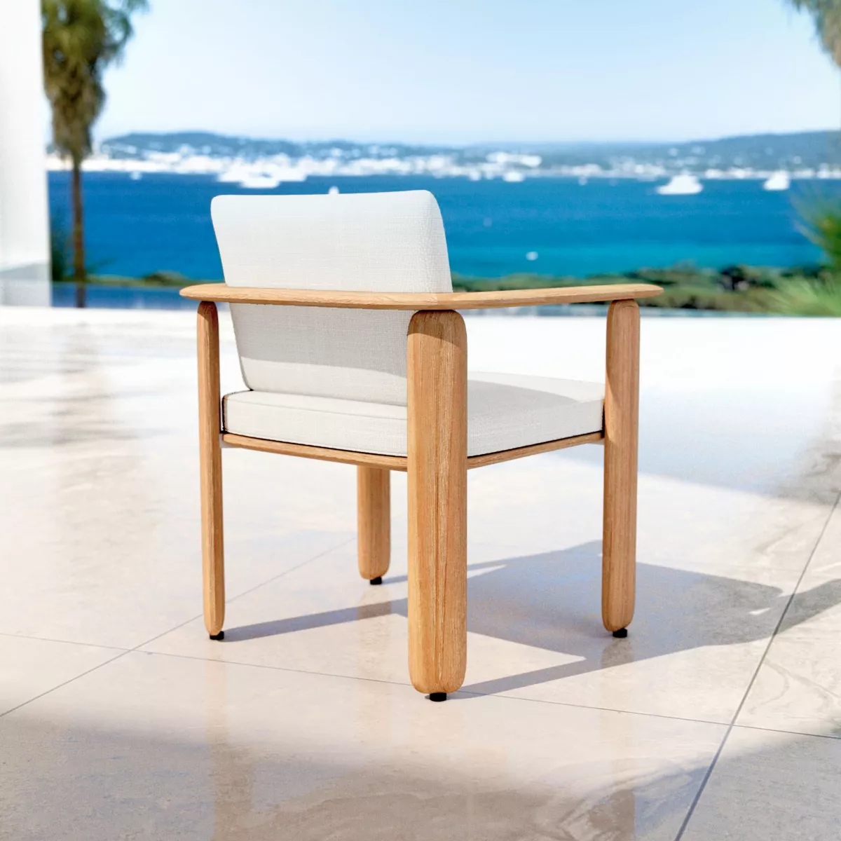 Fauteuil de jardin bois teck Java - Ecru