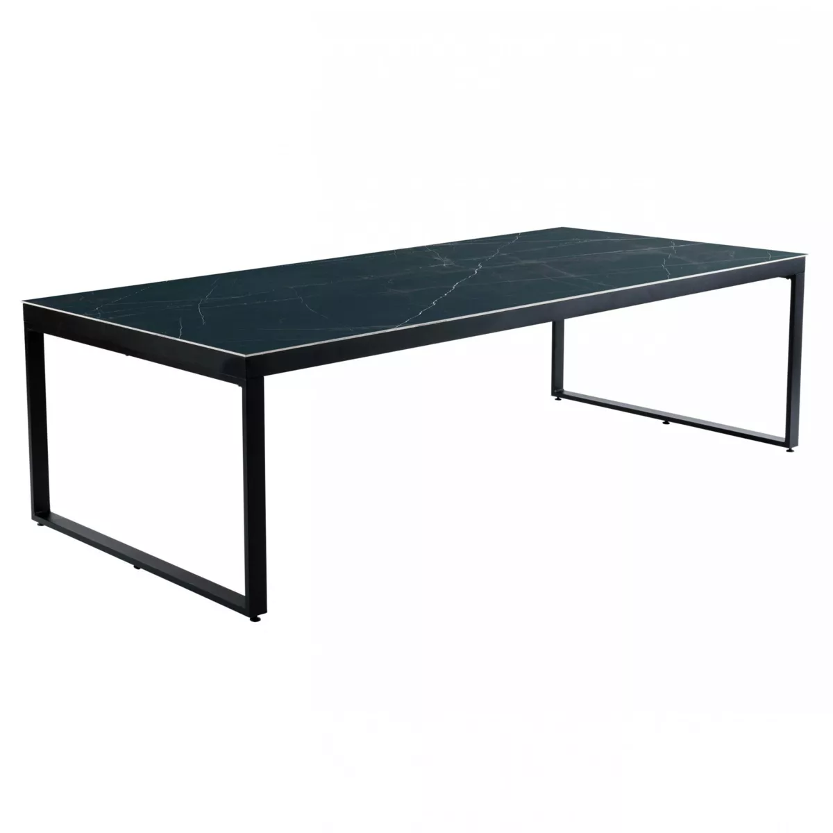 Table de jardin 12 places Aluminium/Céramique Kore (260 x 120 cm) - Noir/Noir marbré