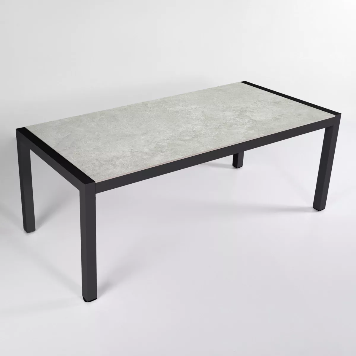 Table de jardin 8 places Aluminium/Céramique Modena (180 x 90 cm) - Gris anthracite/Gris clair