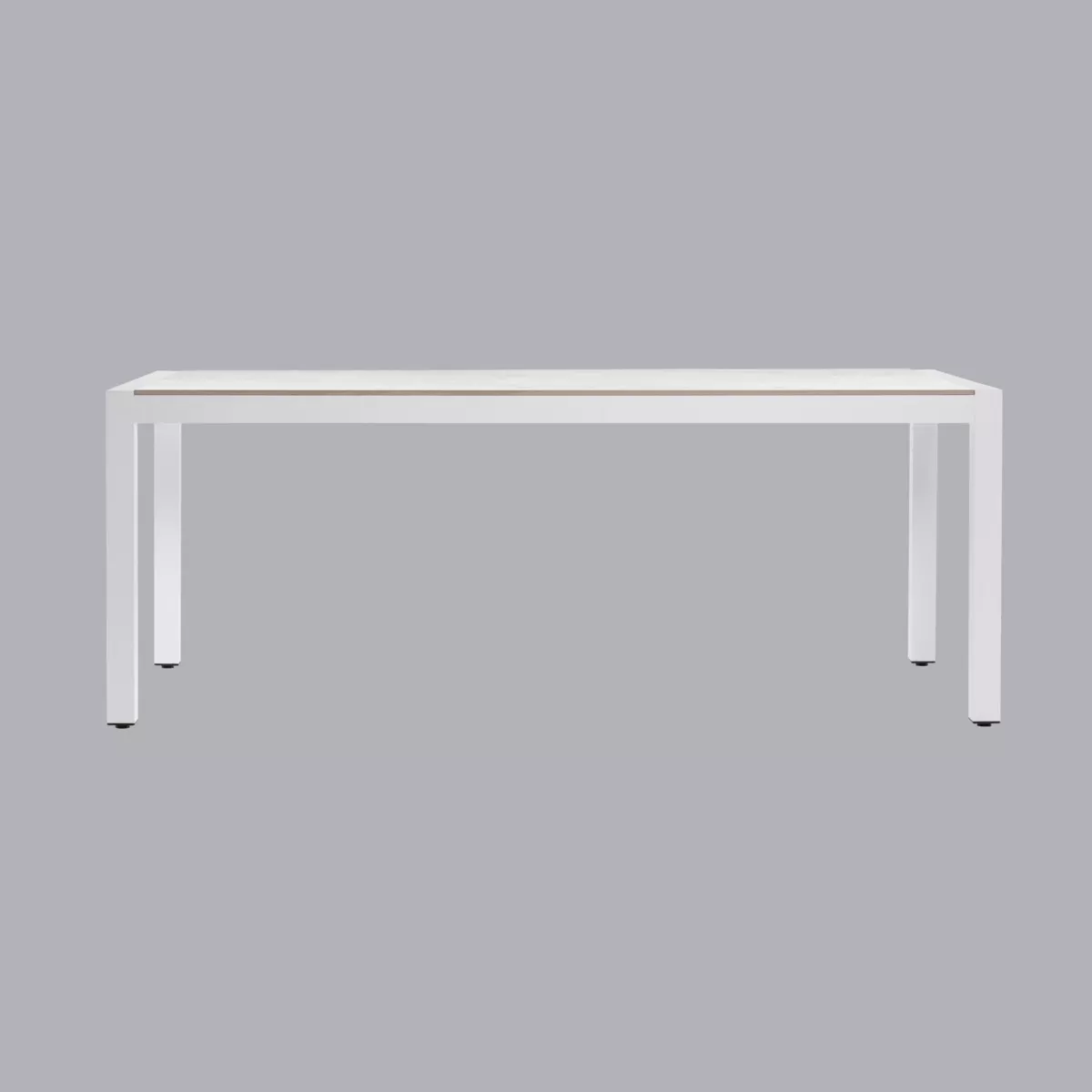 Mesa de jardín 8 personas Aluminio/Cerámica Modena (180 x 90 cm) - Blanco/Gris