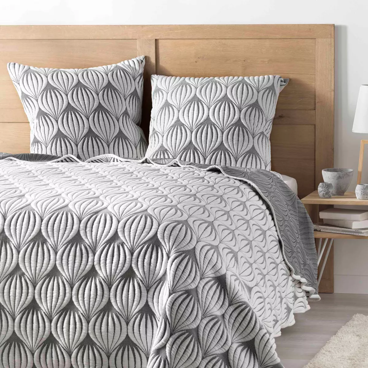 Colcha y 2 fundas de almohada (220 x 240 cm) Faustine Gris