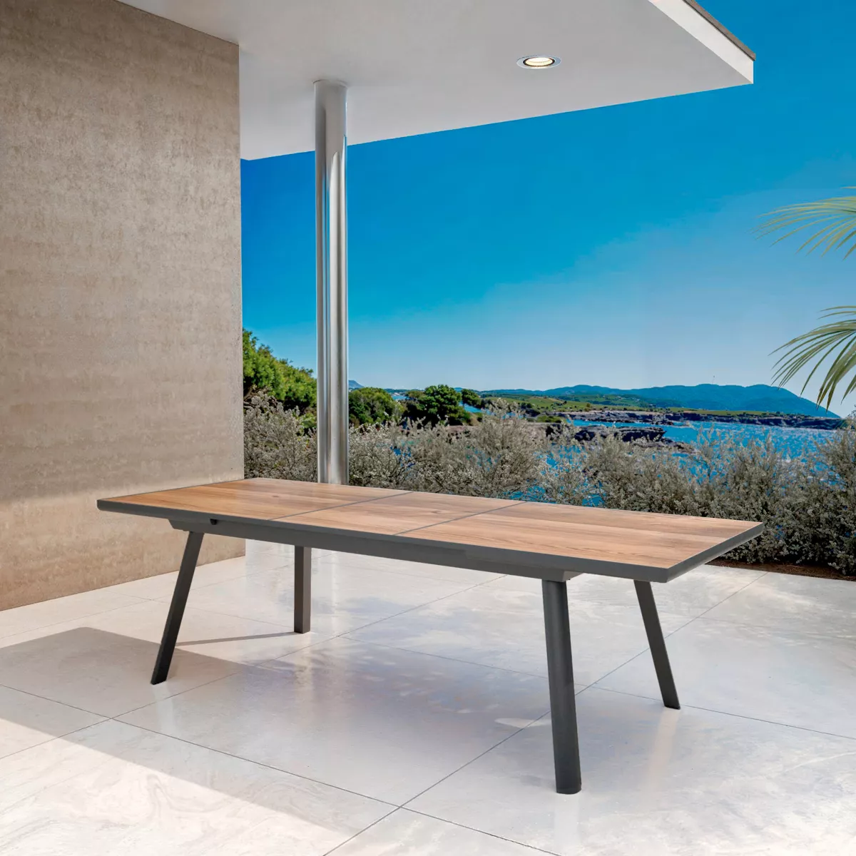 Table de jardin extensible aluminium 10 places (260 x 96 cm) Amalfi - Gris anthracite