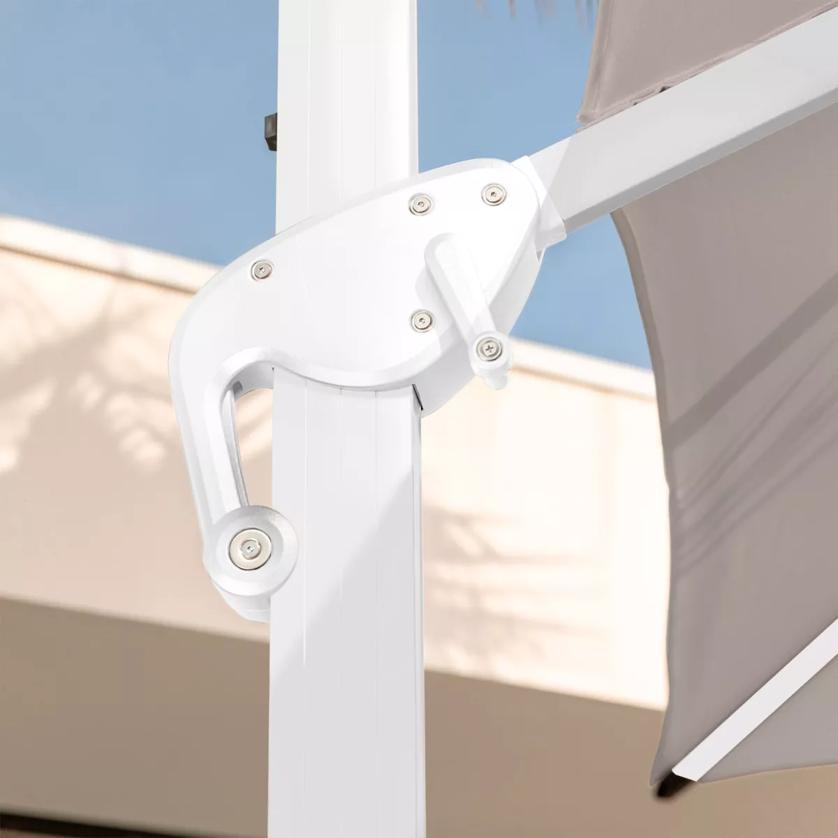 Parasol déporté rectangulaire (L4 x 3m) Yucatan - Blanc et Taupe