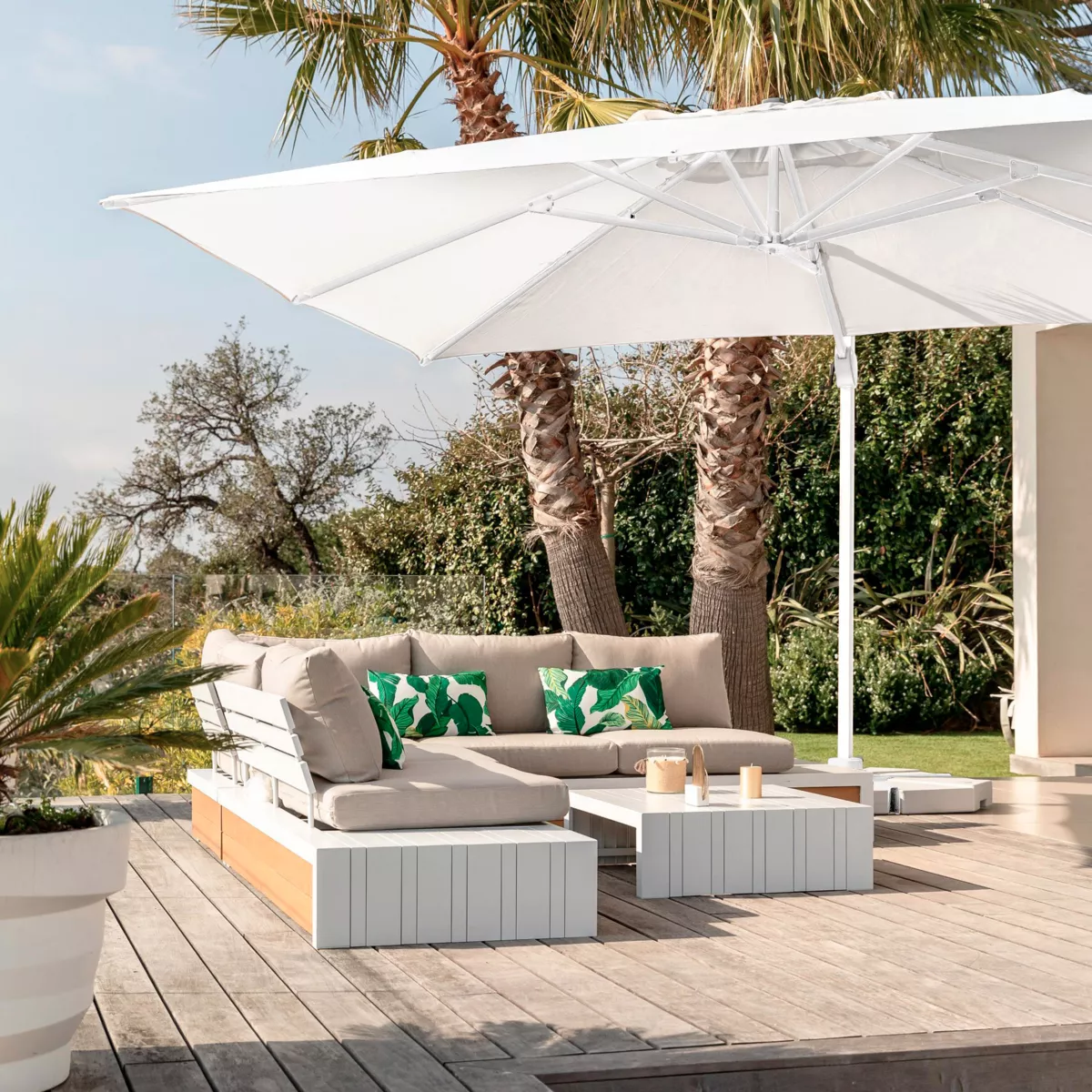 Zweefparasol rechthoekig (L4 x 3m) Yucatan - Wit