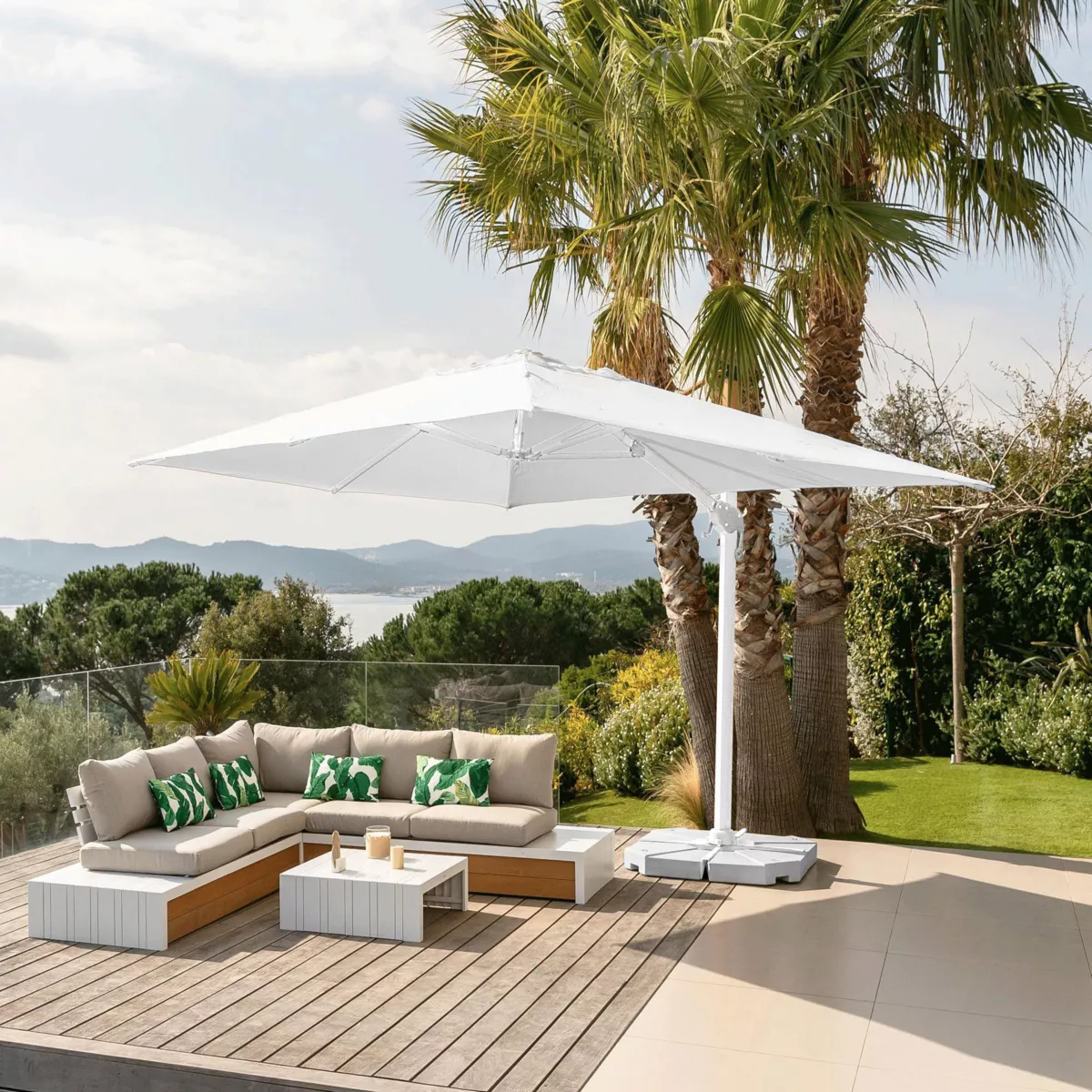 Zweefparasol rechthoekig (L4 x 3m) Yucatan - Wit