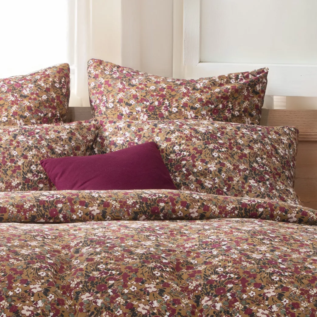 Rechteckiger Kopfkissenbezug aus Baumwoll-Gaze (70 cm) Constance Camel