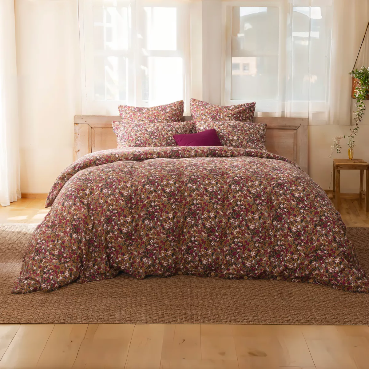 Taie d'oreiller rectangulaire gaze de coton (70 cm) Constance Camel