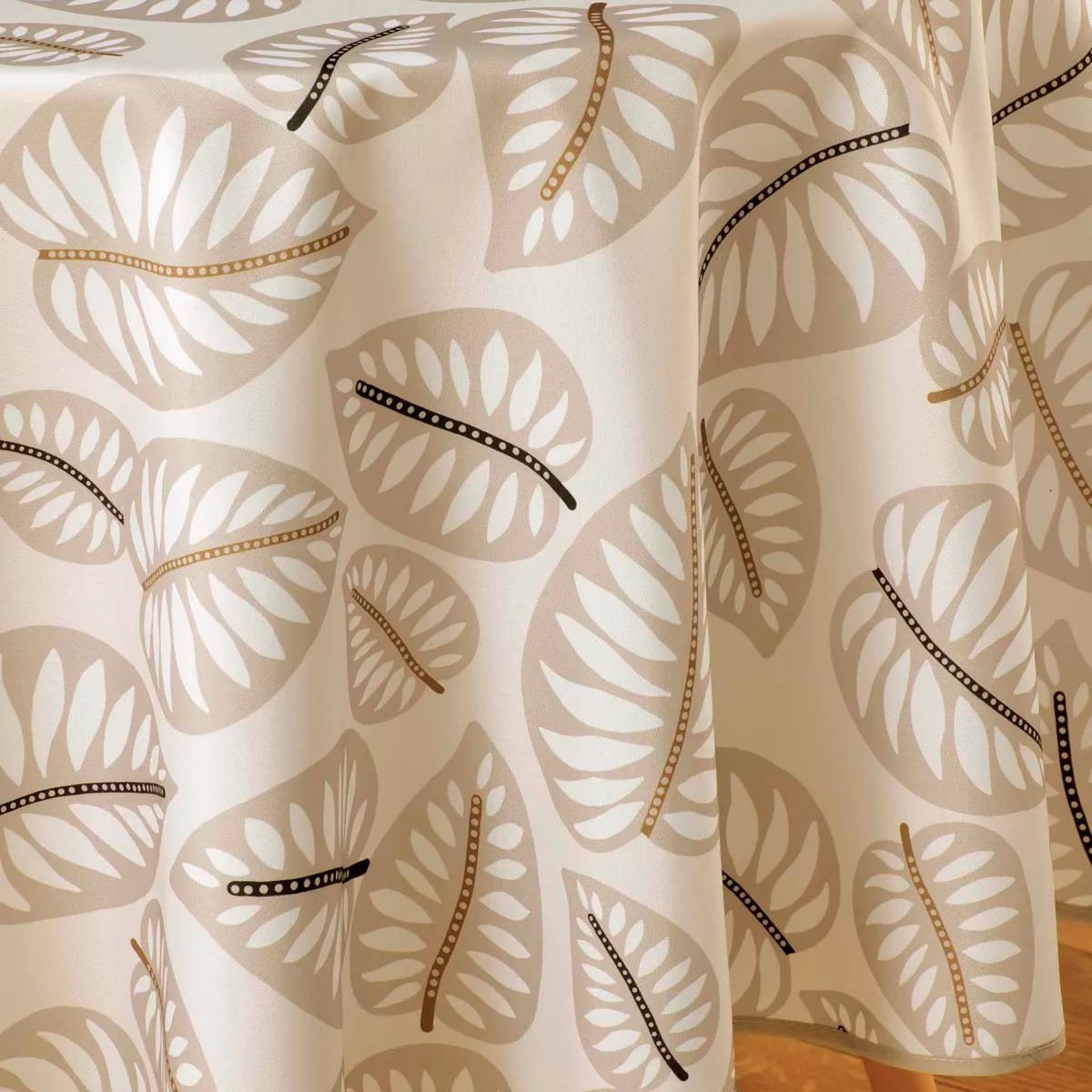 Fleckenabweisende runde Tischdecke (180 cm) Alma Beige