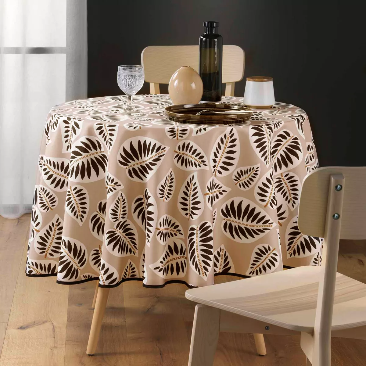 NAPPE RONDE (0) 180 CM POLYESTER IMPRIME ALMA NOIR