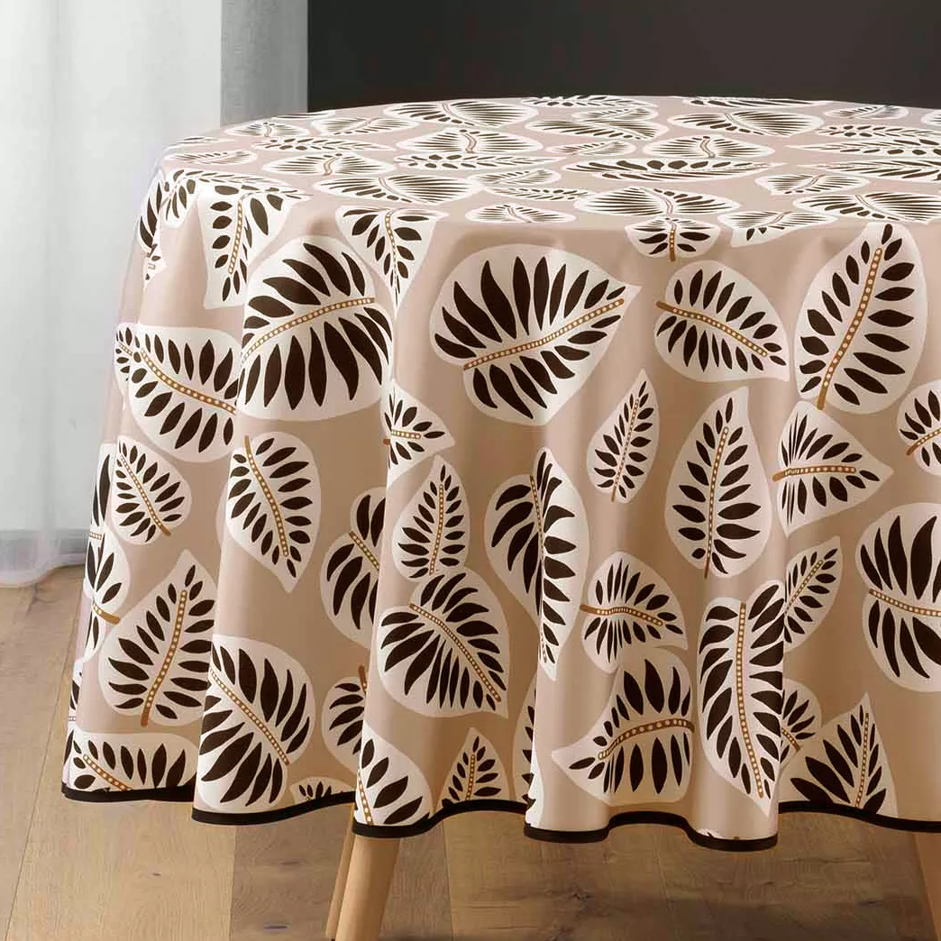 Fleckenabweisende runde Tischdecke (180 cm) Alma Schwarz