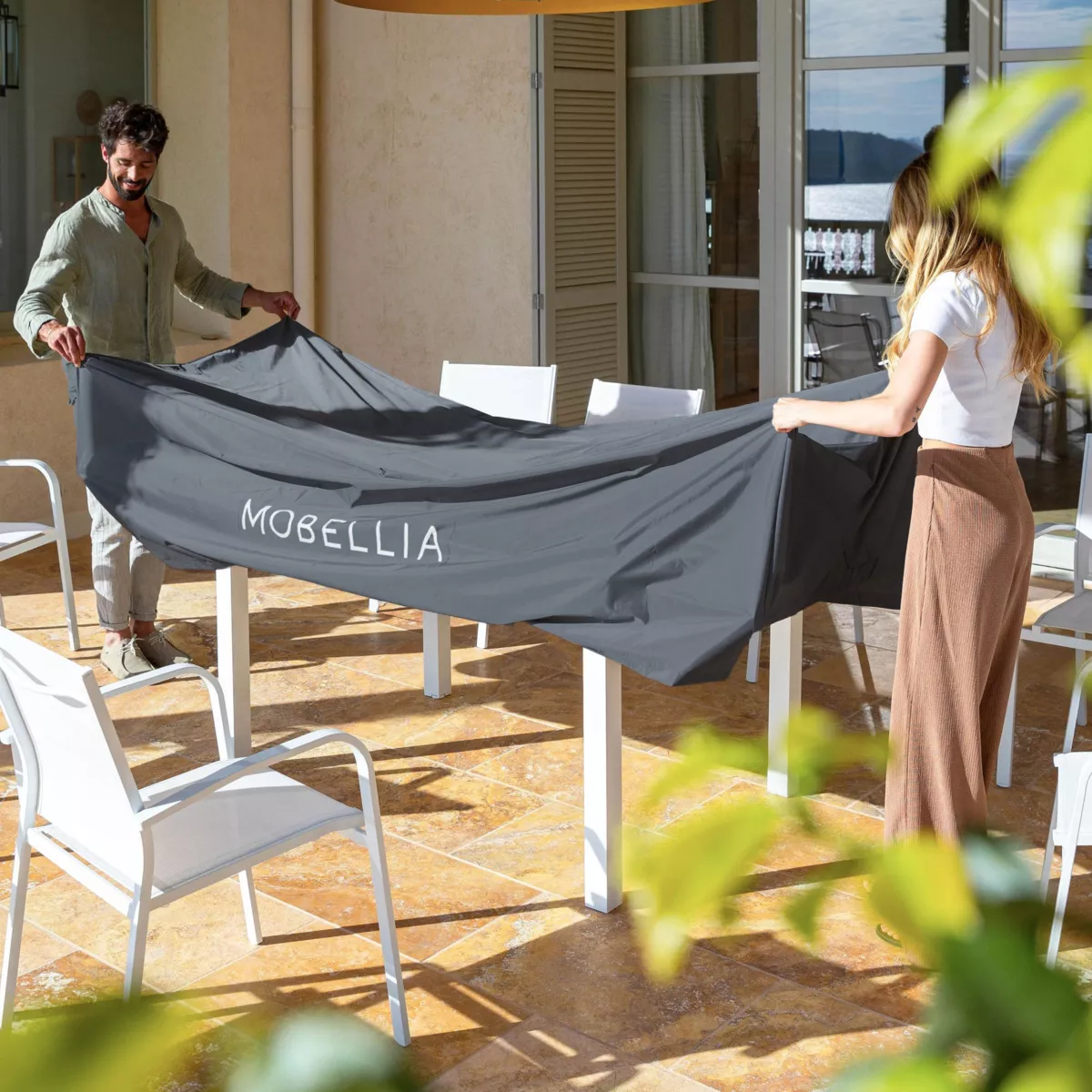 Housse de protection Imperméable pour Table rectangulaire 265 x 125 cm - Gris