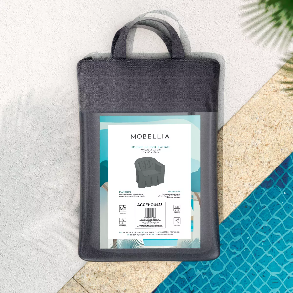 Housse de protection Imperméable pour Fauteuil de jardin 120 x 105 cm - Gris