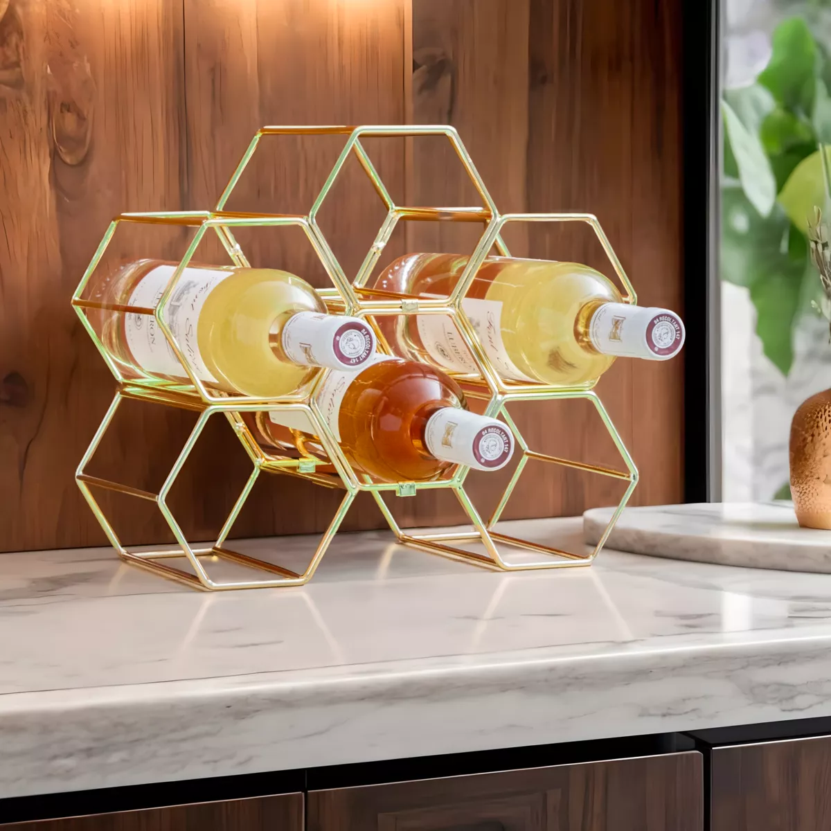 set di 2 portabottiglie metallo impilabili (H26 cm) Côme Oro 1