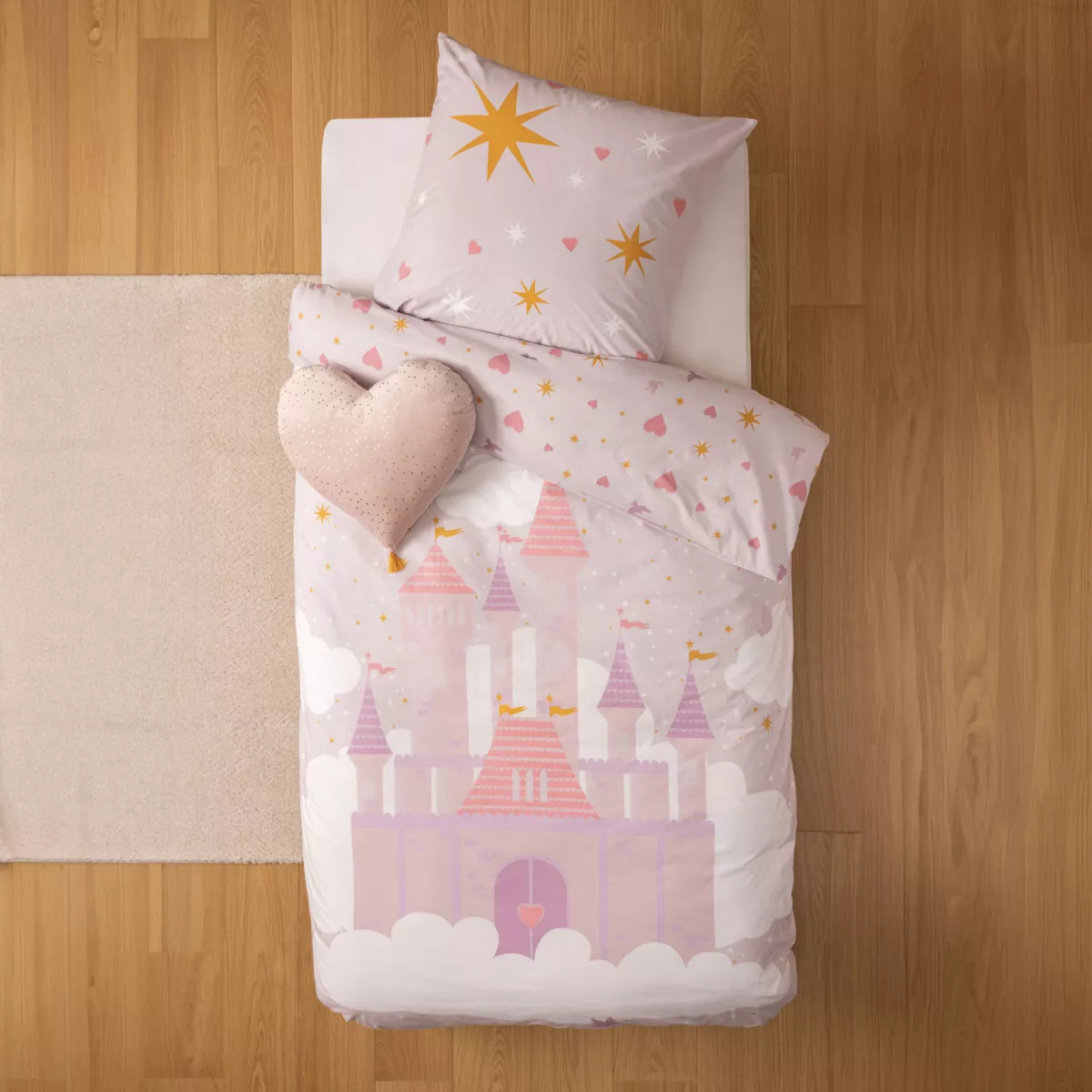 Funda nórdica y una funda para niño en algodón (140 x 200 cm) Château Rosa
