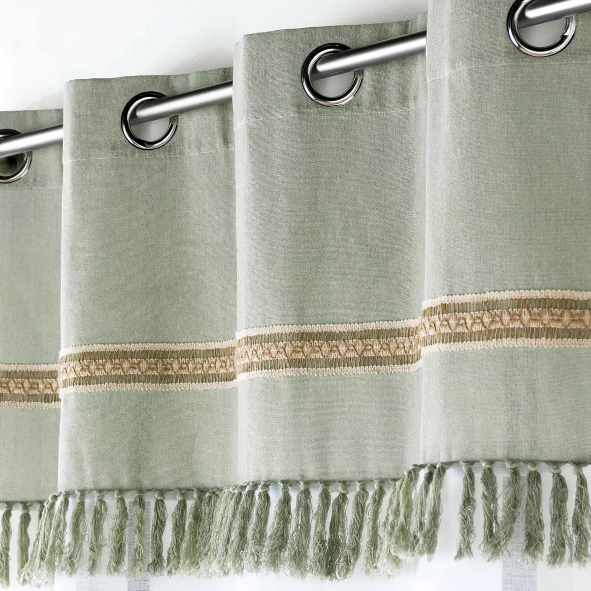 Tenda trasparente cotone (140 x 240 cm) Janara Verde salvia