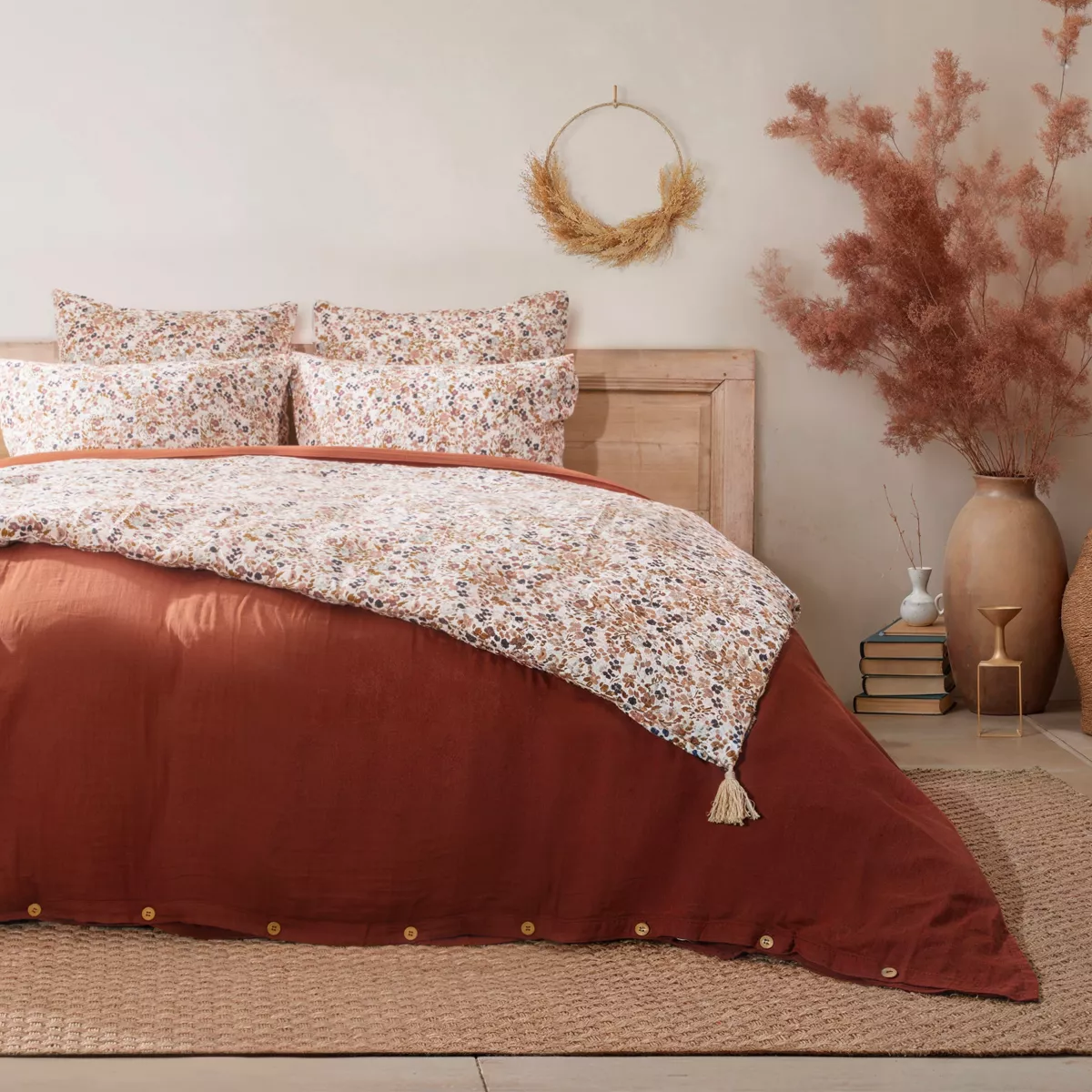 Runner letto garza di cotone (90 x 200 cm) Constance Beige pampa