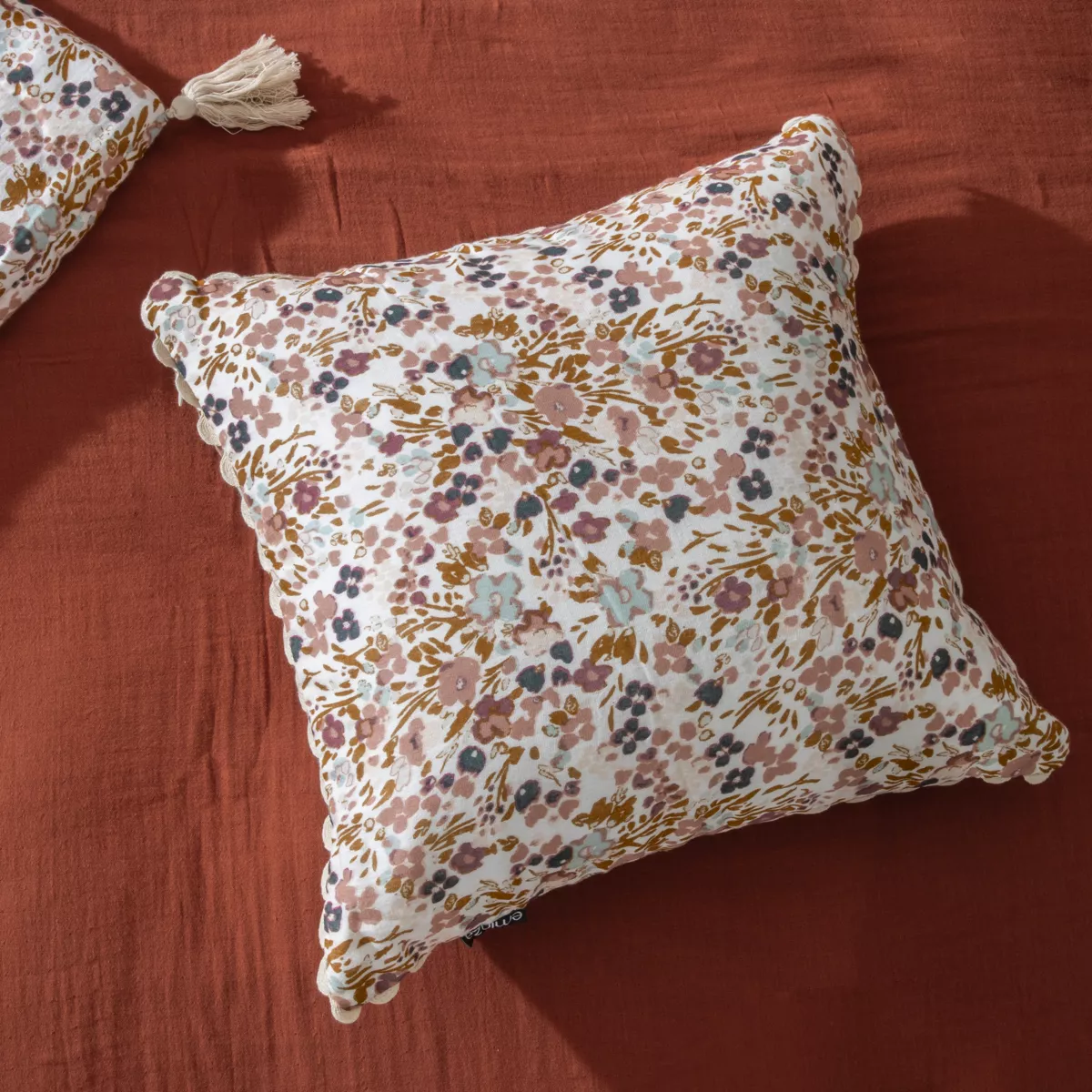 Cojín cuadrado en gasa de algodón (40 cm) Constance Beige pampa