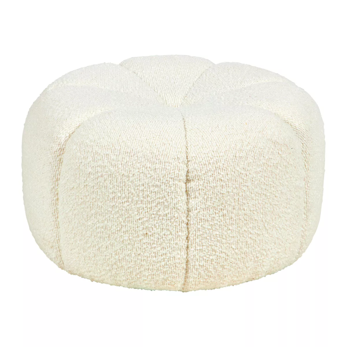 Pouf rotondo con ricciature (D40 x H22 cm) Bianco nordico