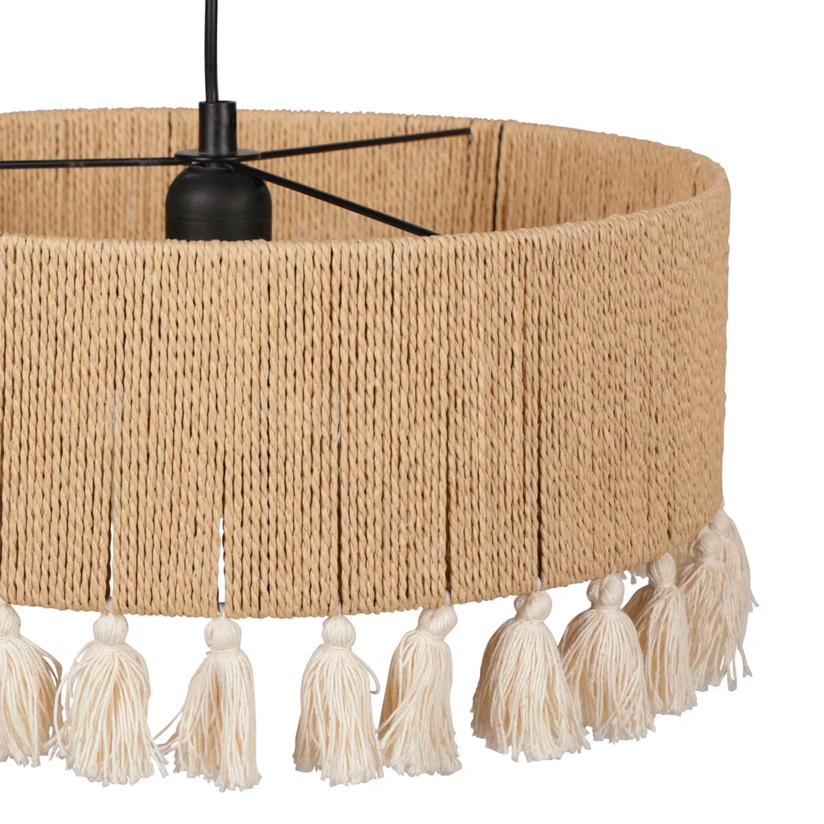 Hängeleuchte Kreis mit Bommeln und Seil (D35 cm) Charlotte Schwarz 