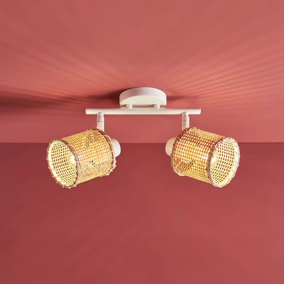 Deckenspots 2-flamming Bambus (L30,5 cm) Mahina Naturfarben