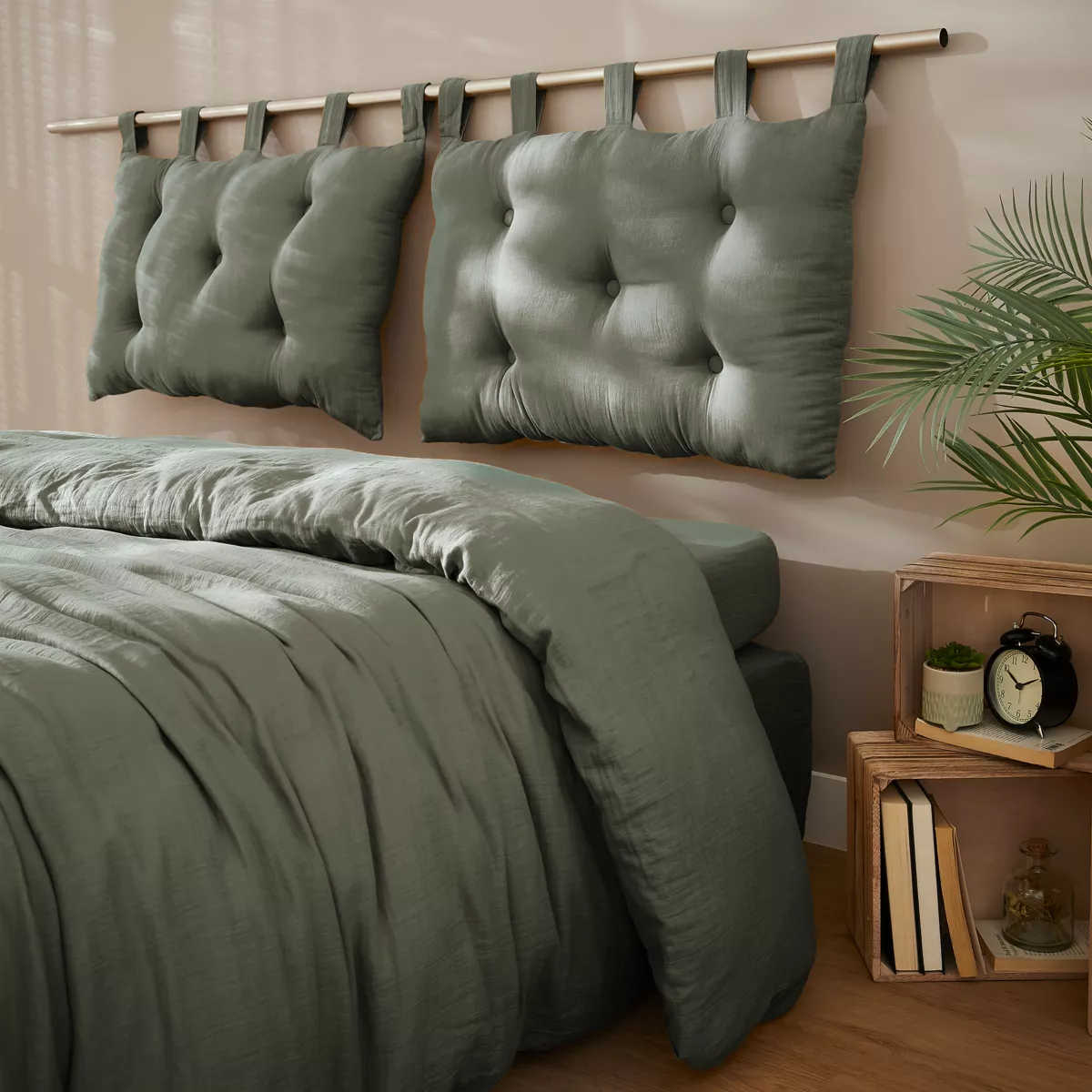 Tête de lit gaze de coton (80 cm) Gaïa Vert romarin 4