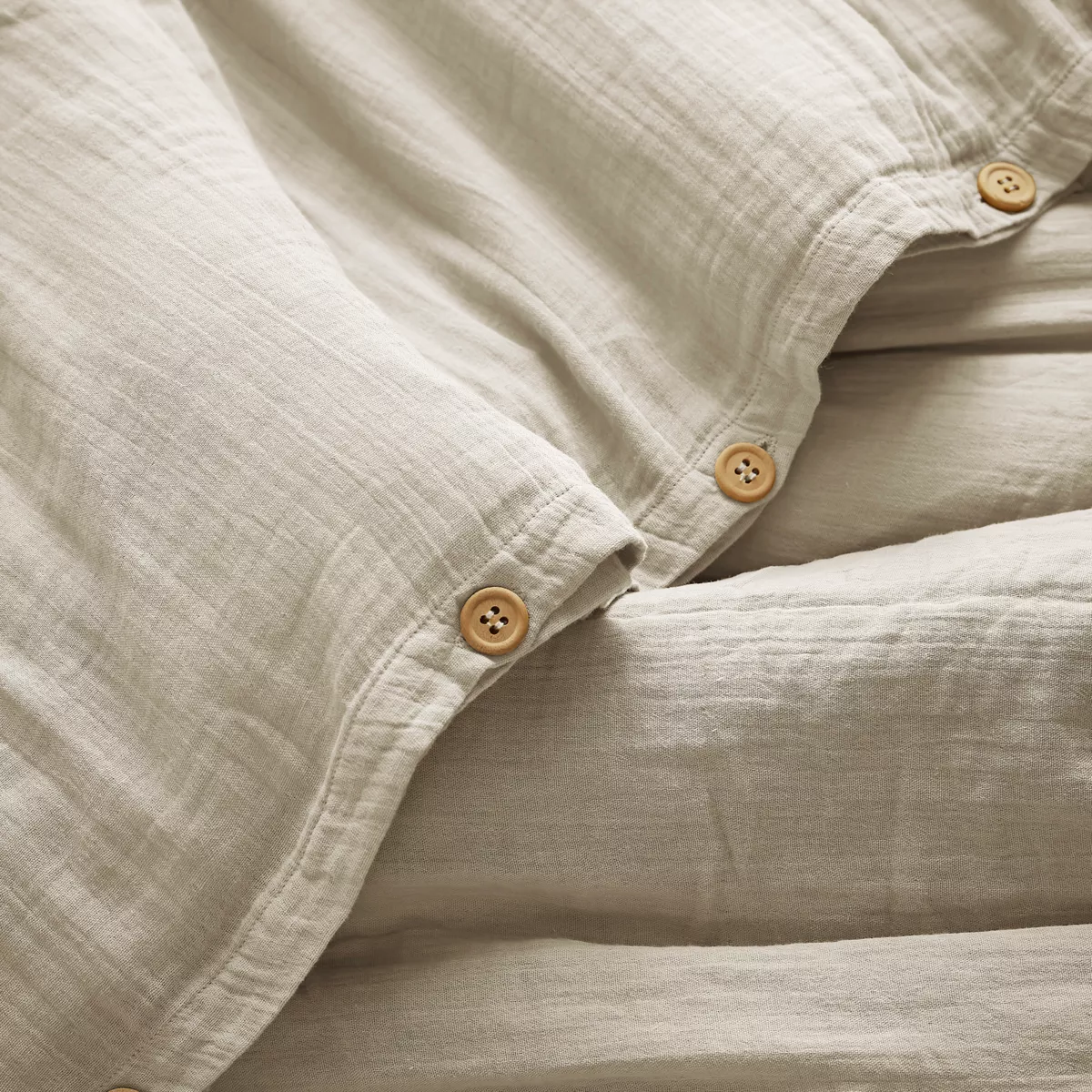 Dekbedovertrek katoengaas (140 cm) Gaïa Beige 2