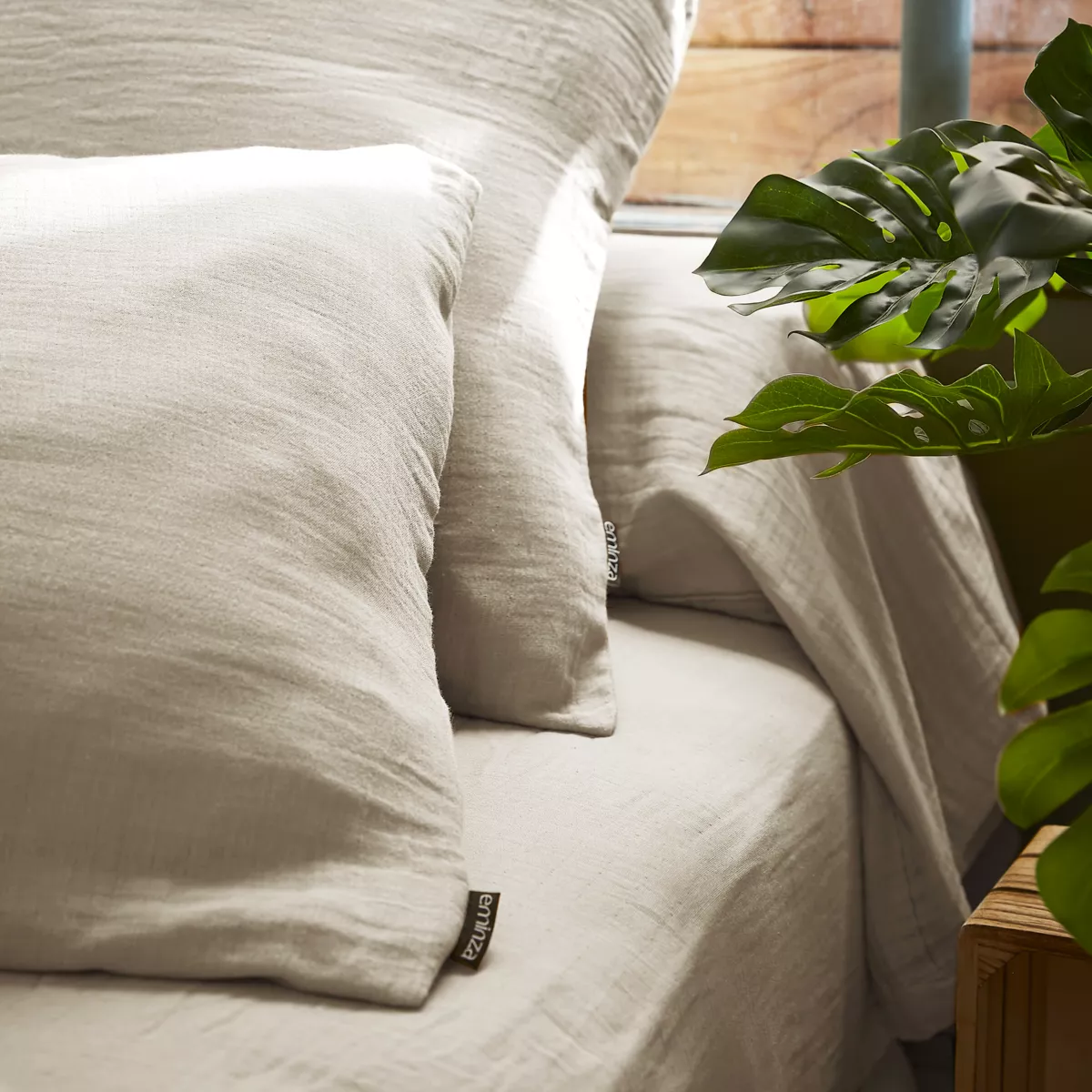 Dekbedovertrek katoengaas (140 cm) Gaïa Beige