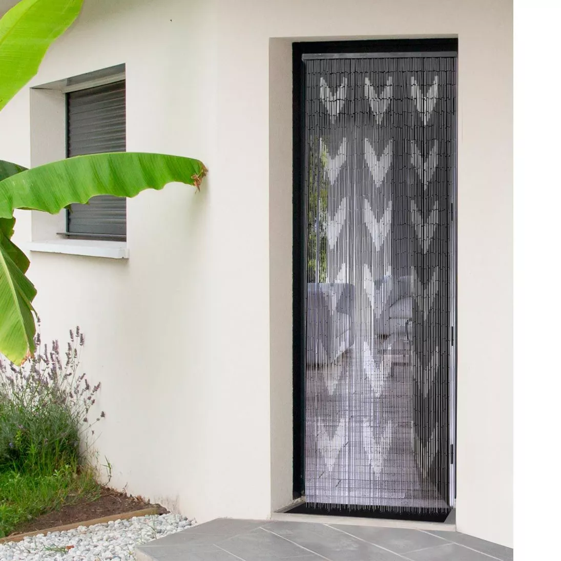 Trvorhang aus Bambus (90 x 200 cm) Chevron Grau - Gardinen / Vorhnge /  Rollos - Eminza