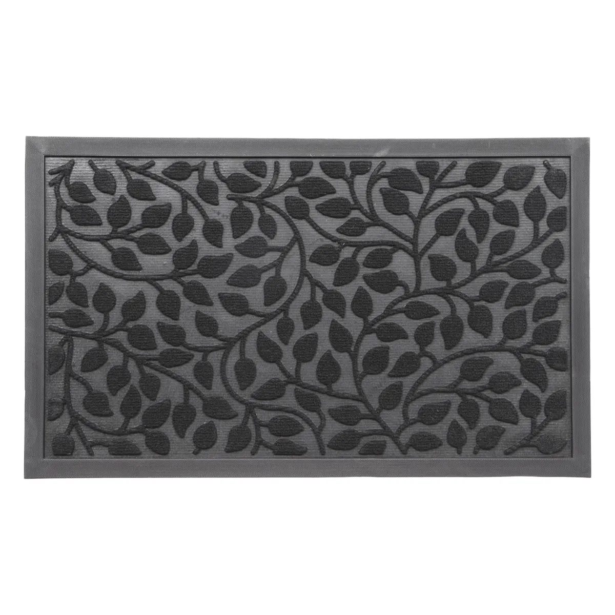 TAPIS FEUILLAGE 45X75CM POLYESTER/CAOUTCHOUC - NOIR