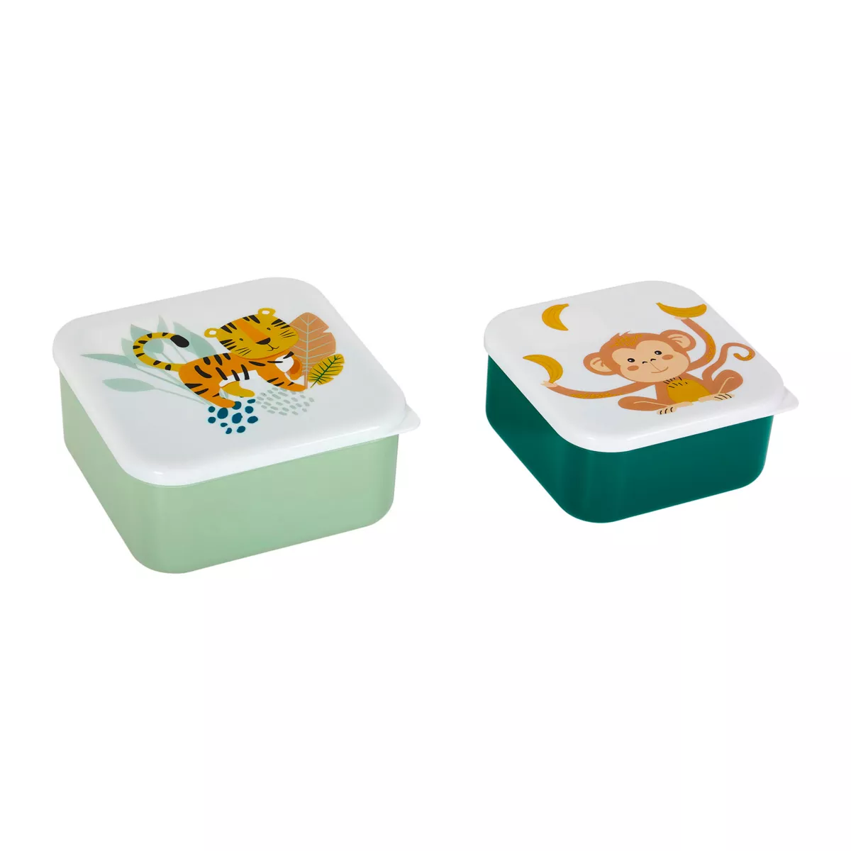 BOIT.GOUTER TIGRE PLAST.X2 ASS Dim : 13.5x13.5x6.5cm MOD B