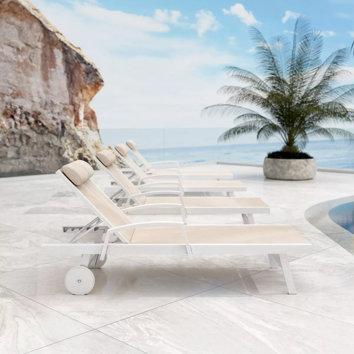 Lettino da spiaggia texalina Pirae - Ecru
