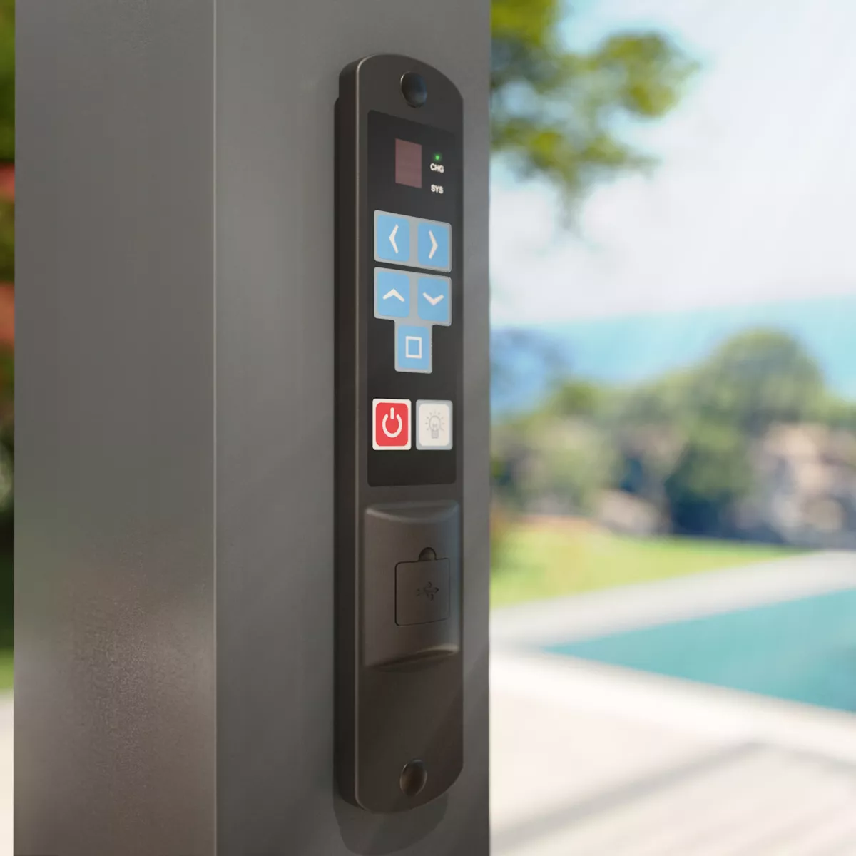 Motorisierte bioklimatische Wandpergola Aluminium und LED (3 x 4 m) New Anthrazitgrau