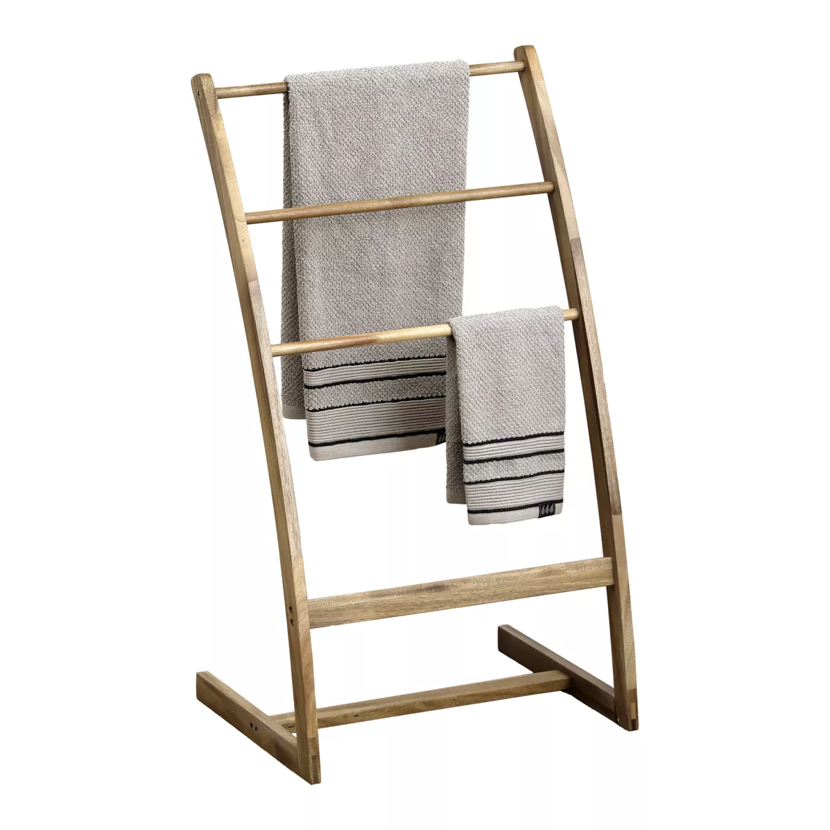 Porta asciugamano en legno d'acacia 3 livelli (H81 cm ) Lina Marrone