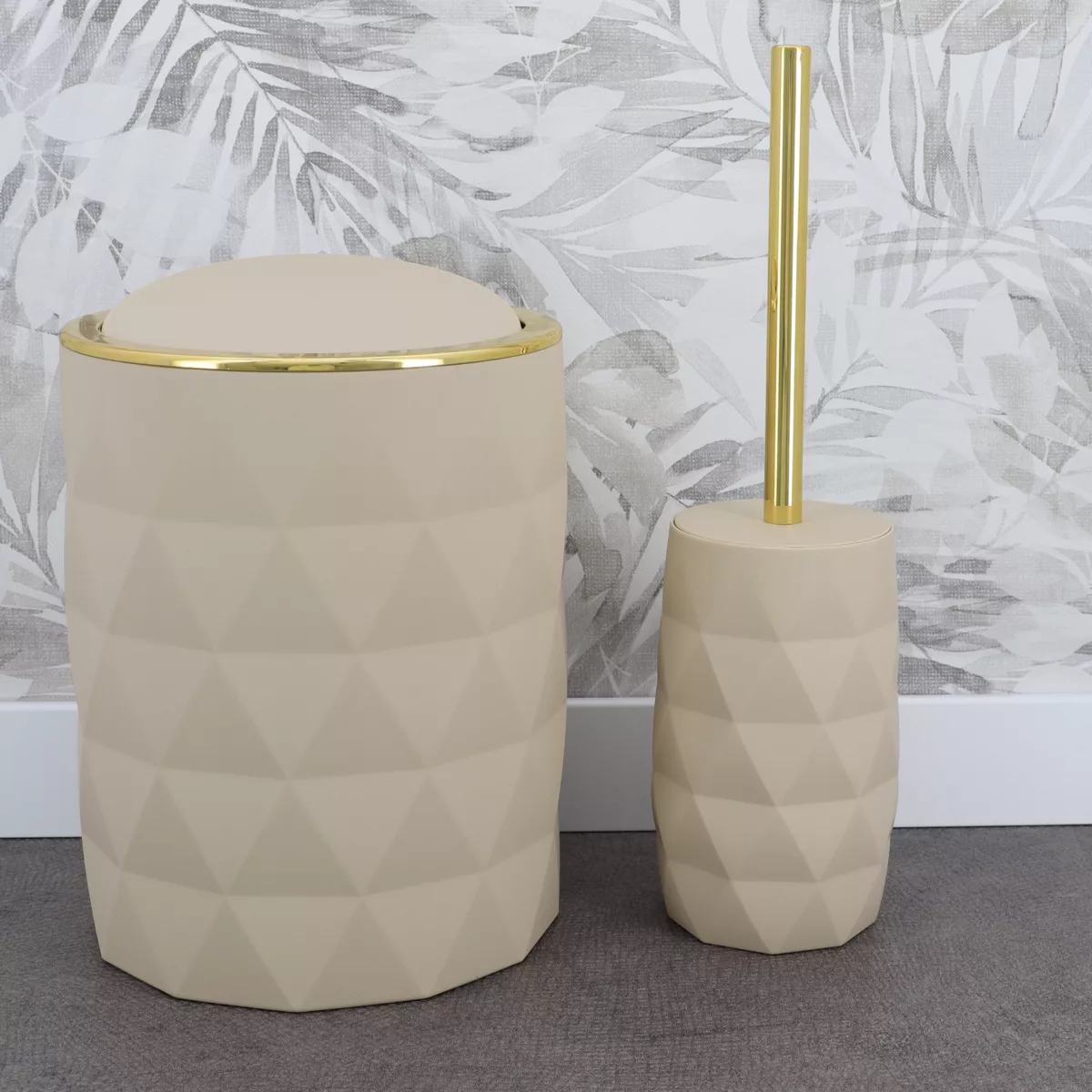 Abfalleimer fürs Badezimmer aus Gummi 6L Rubby Beige