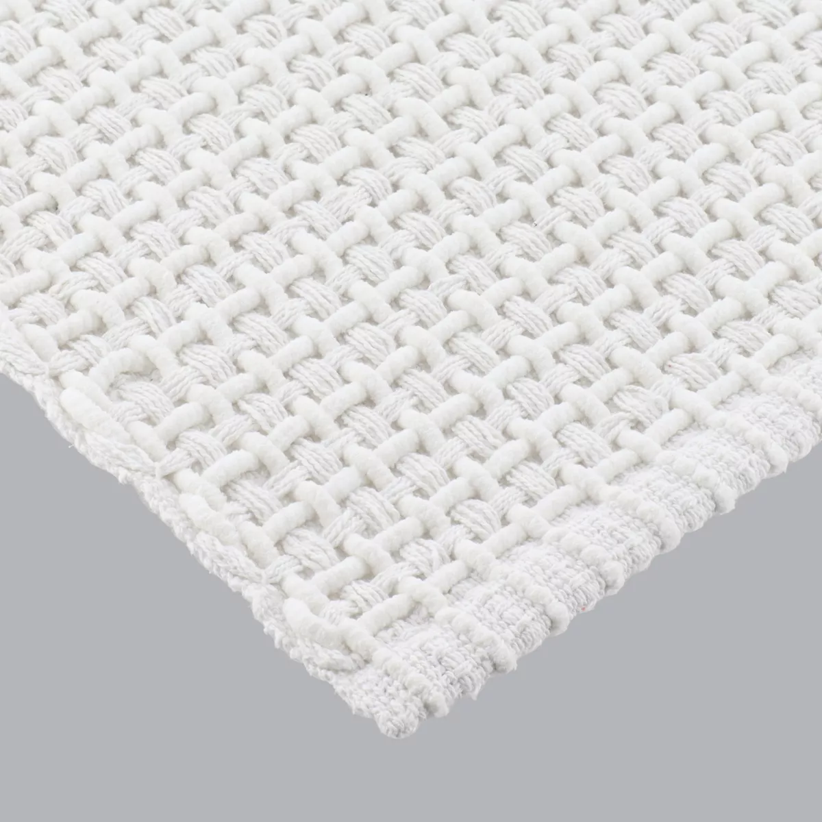 TAPIS MIMETISME POLYESTER/COTON TRESSE 50X90 CM - BLANC