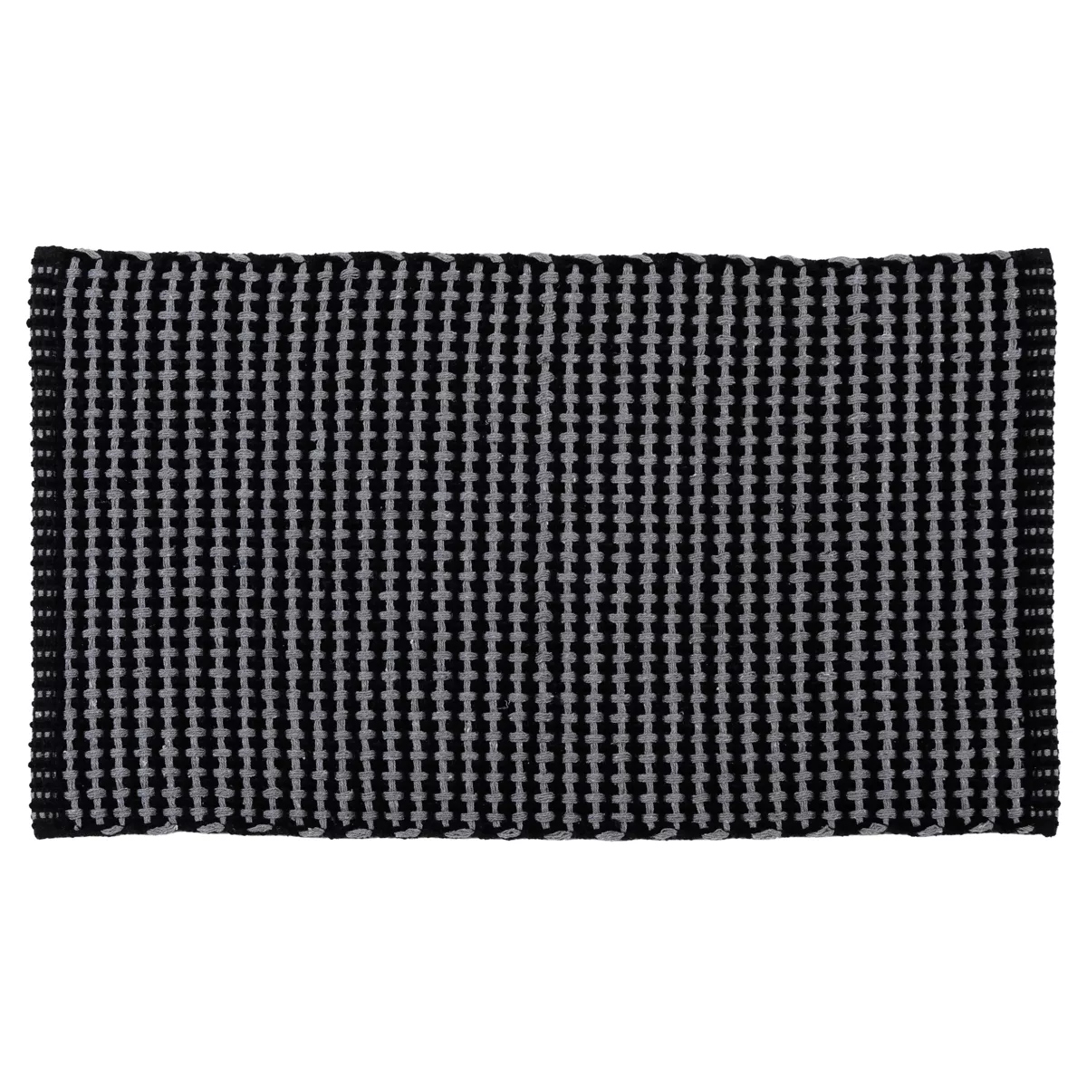 TAPIS MIMETISME POLYESTER/COTON TRESSE 50X90 CM - GRIS ANTHRACITE/NOIR