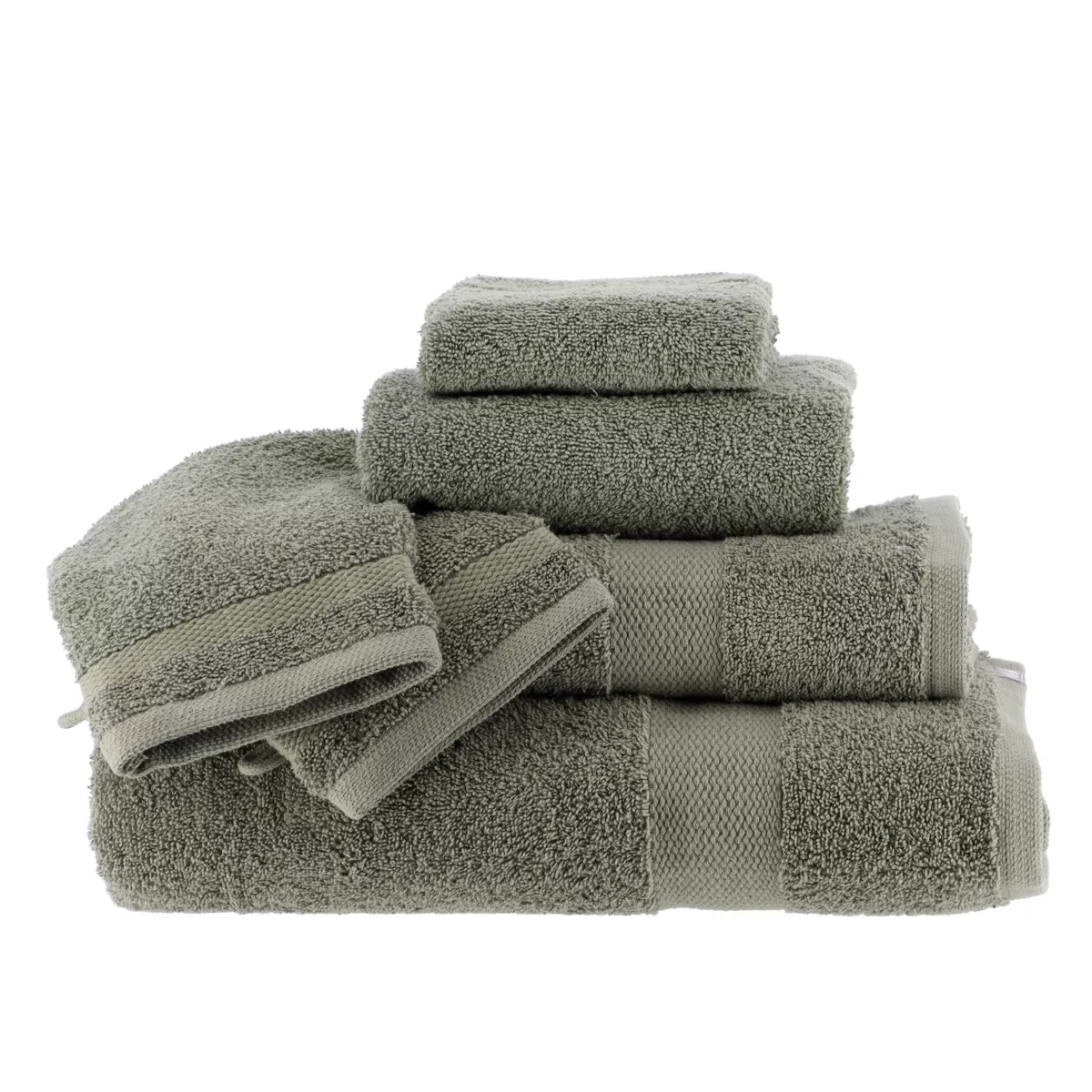 Lot de 2 gants de toilette coton (15 x 21 cm) Timeless Vert kaki