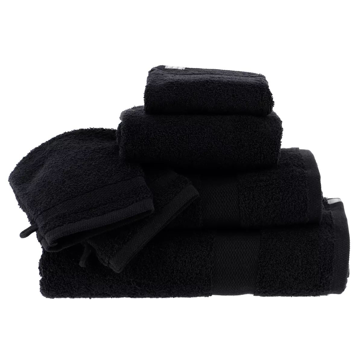 2er Set Waschlappen Baumwolle (15 x 21 cm) Timeless Schwarz
