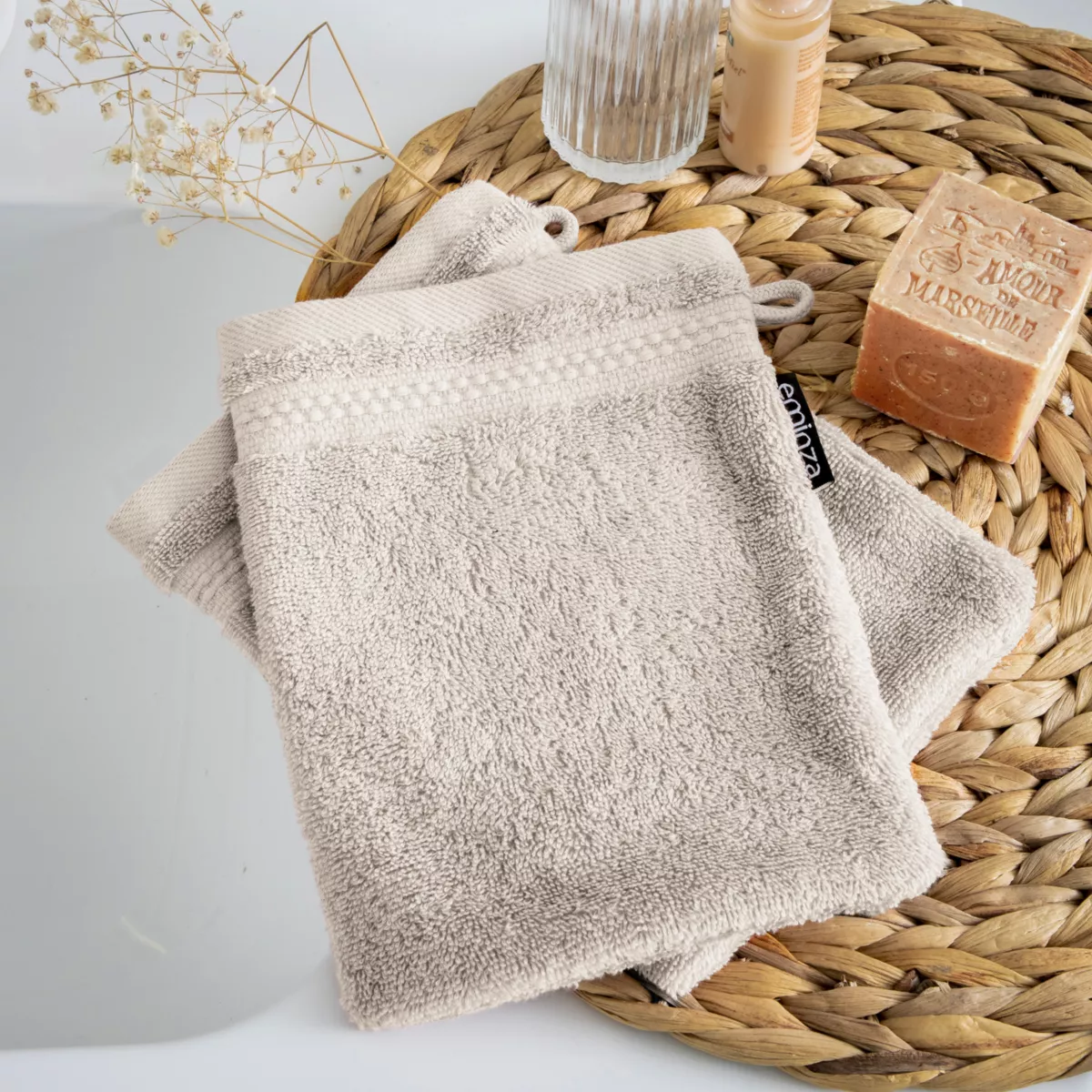 2er Set Waschlappen Bio-Baumwolle Garance Beige 1