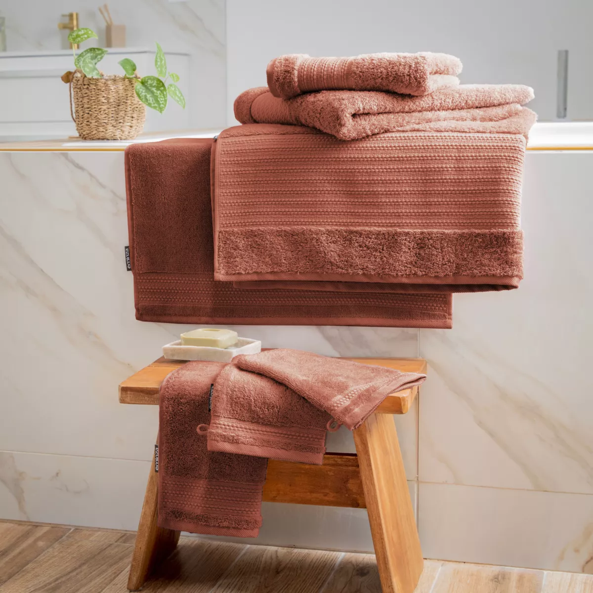 Serviette de bain coton bio (70 x 130 cm) Garance Terracotta 5