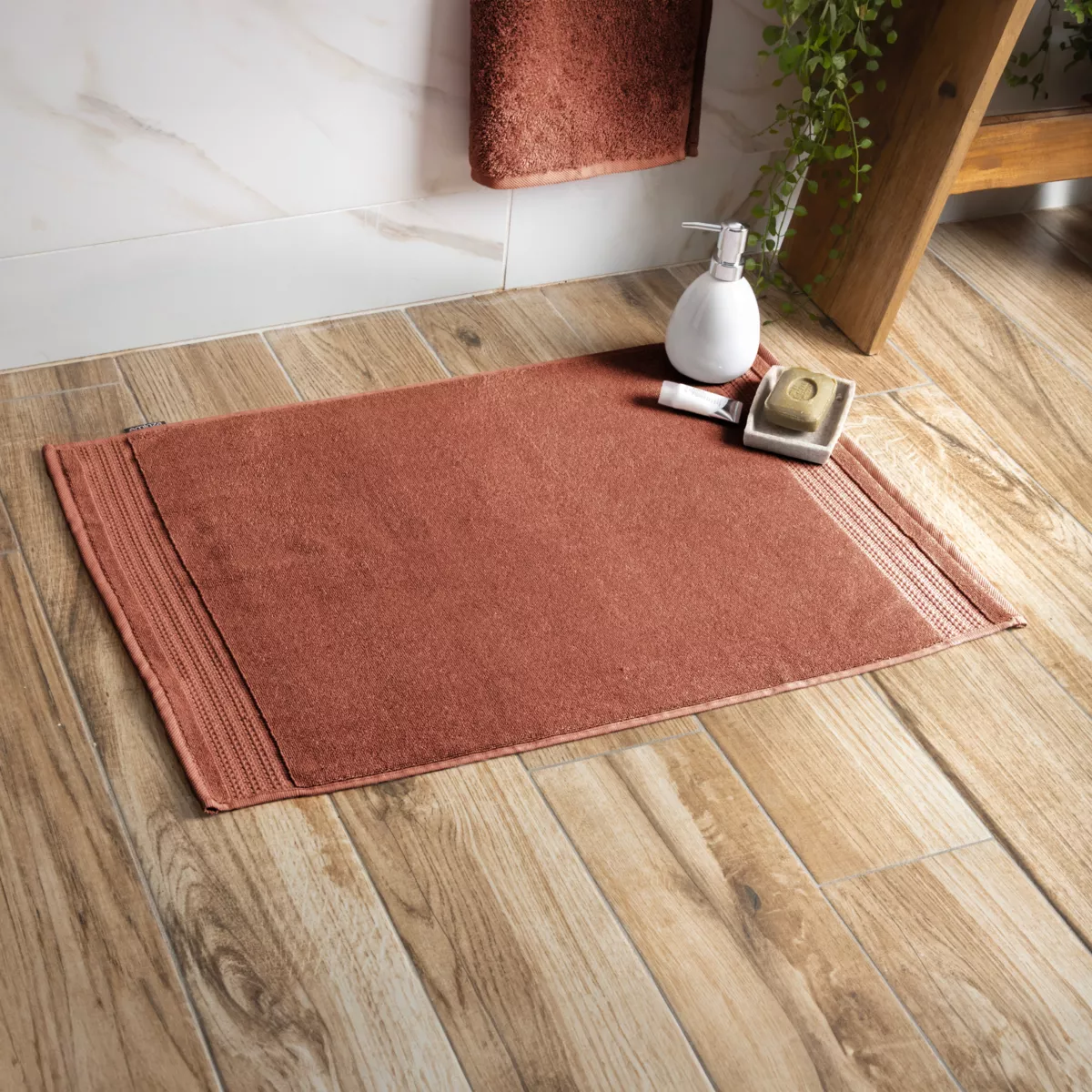 Tappeto bagno cotone bio (70 cm) Méline Terracotta