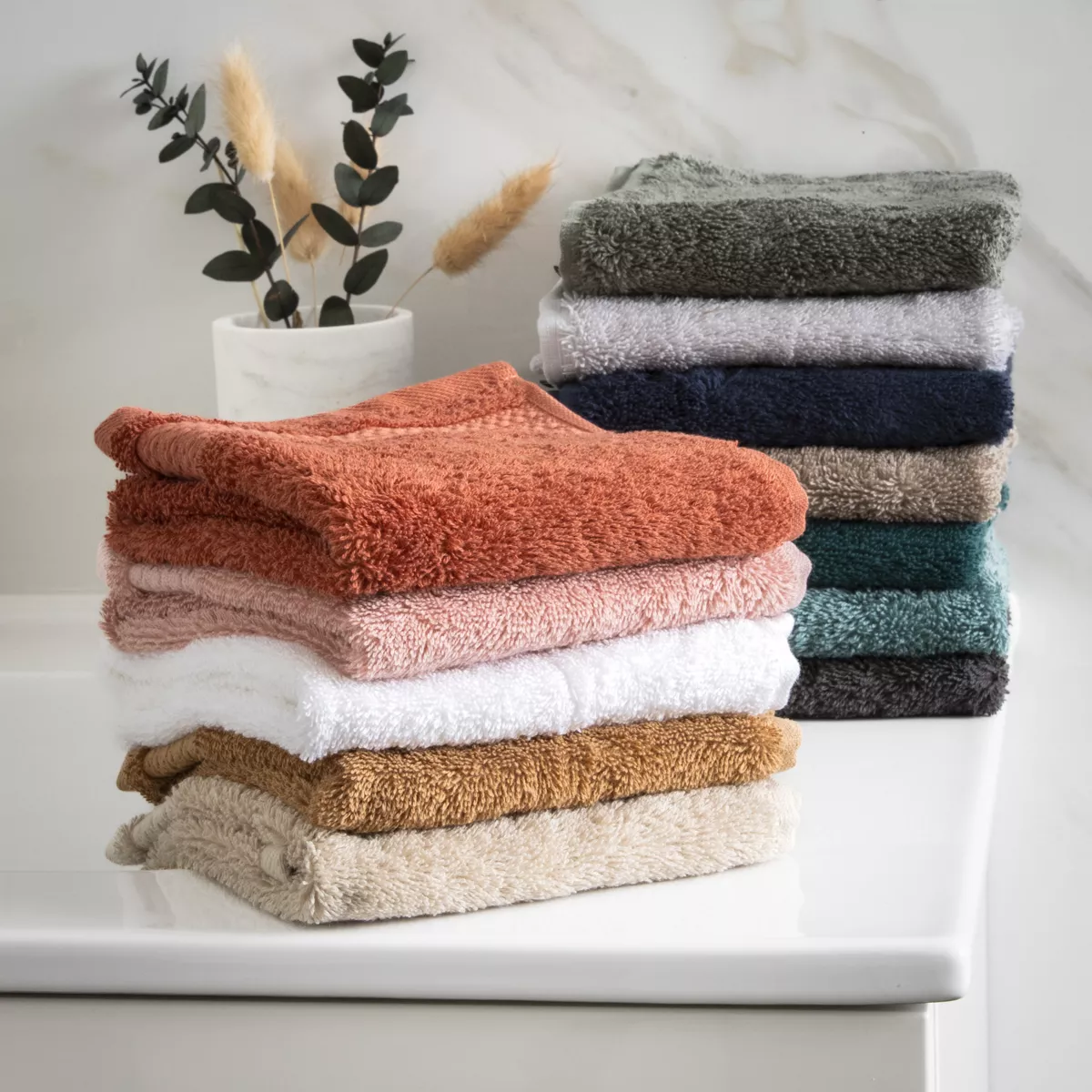 Serviette de bain coton bio (50 x 90 cm) Méline Rose pêche